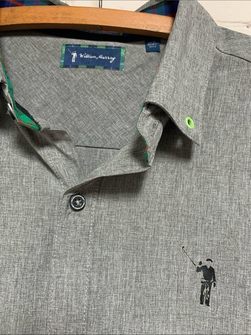 William Murray Gray Tech Performance Golf ⛳️ Shirt Size L - Picture 2 of 4